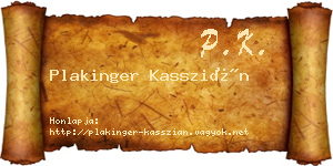 Plakinger Kasszián névjegykártya